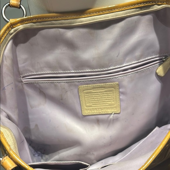 Coach Yellow Signature Tote with Leather Trim - Picture 3 of 16